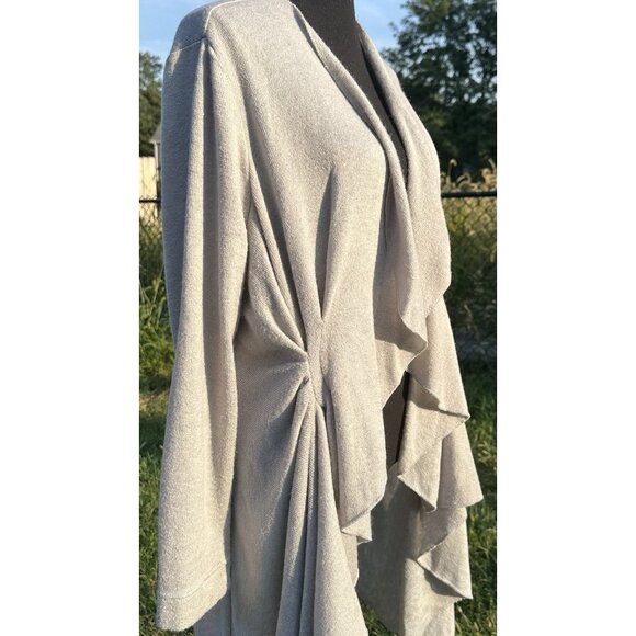 Soft Surroundings Waterfall Cardigan Sweater Womens M Gray Open Front Drape Knit - Picture 2 of 12